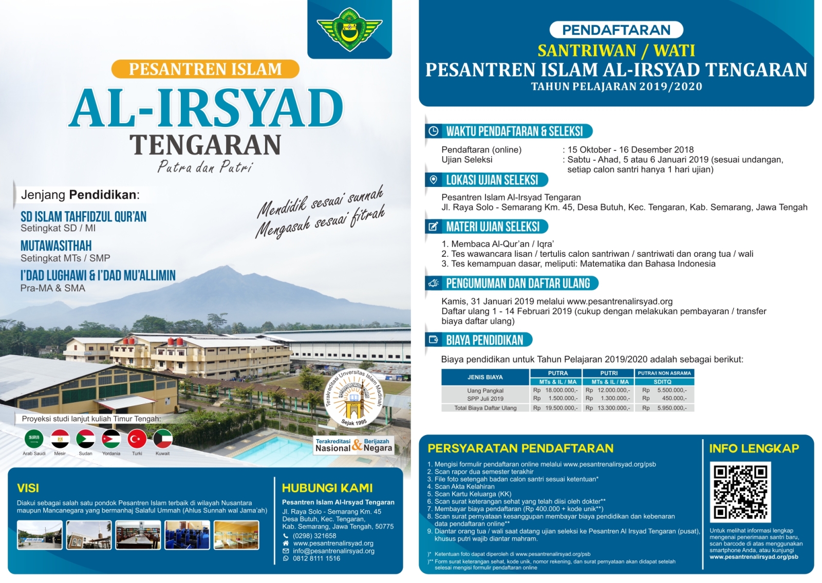 Pendaftaran Santriwan Santriwati Baru Pesantren Islam Al Irsyad TP